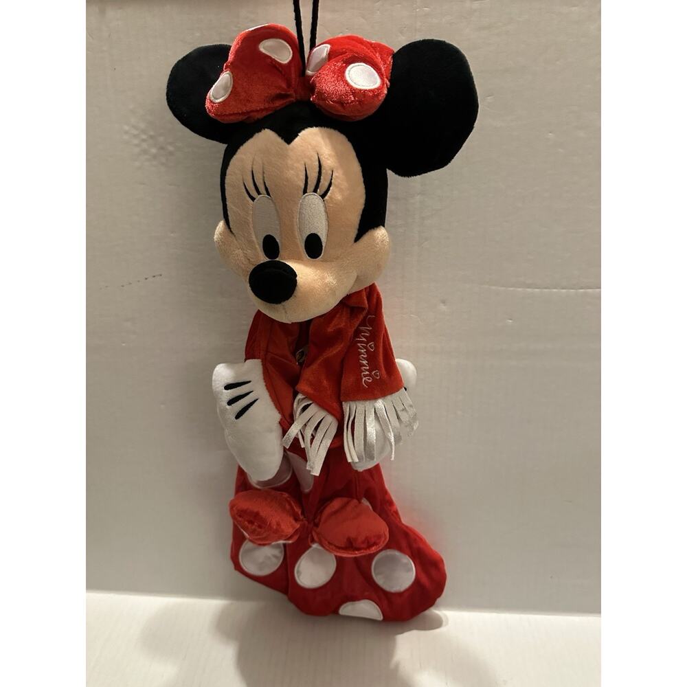 RARE Disney Store Park Vintage Red Polka Dot MINNIE MOUSE 3D Christmas stocking